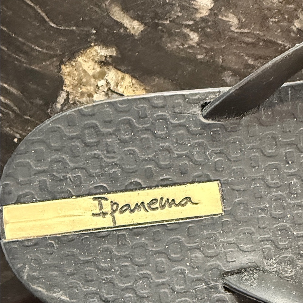 Ipanema Black Sandals with Gold Heart Accents - Picture 2 of 3